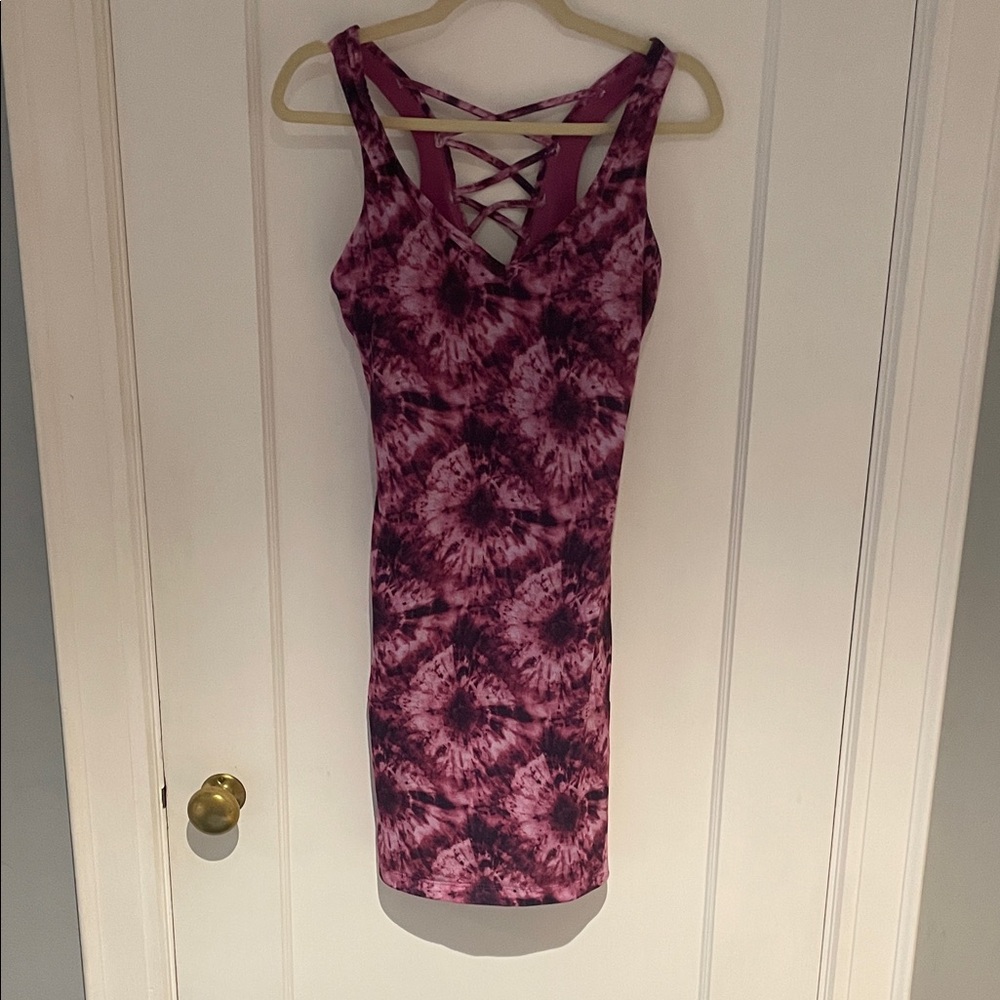 ZeroXposur Pink Tie-Dye Crisscross Mini Dress